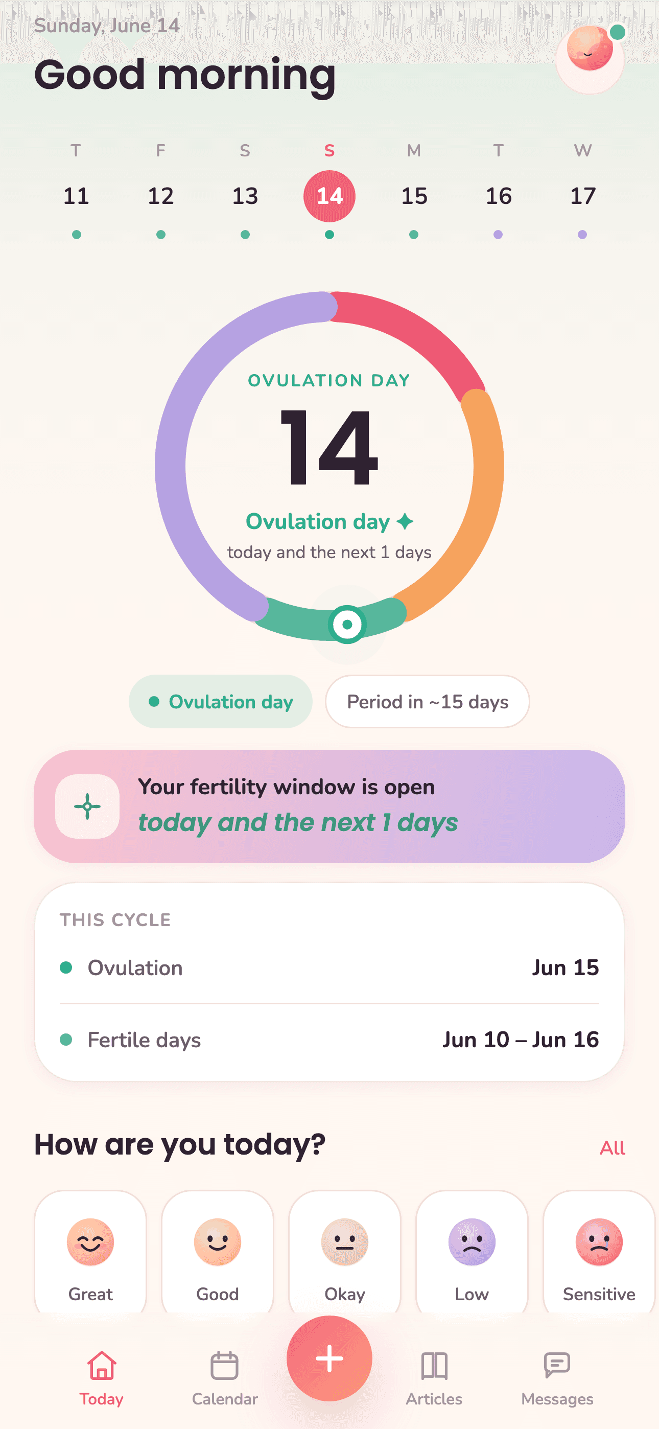 Ovelivia — fertility window and this-cycle summary in Conceive mode